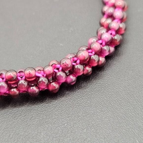 Aquamarine and Garnet Beaded Stretch Bracelet NWOT - Picture 8 of 9